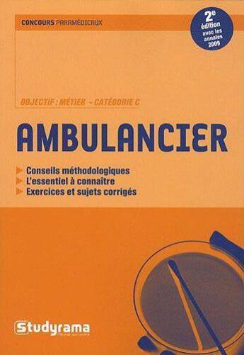 Couverture du livre « Ambulancier (2e édition) » de Philippe Domingues aux éditions Studyrama