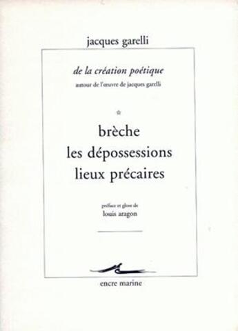 Couverture du livre « De la création poétique t.2 » de Garelli/Aragon aux éditions Encre Marine