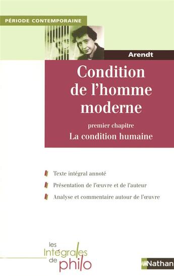 Couverture du livre « Int phil 39 condition homme » de Arendt aux éditions Nathan