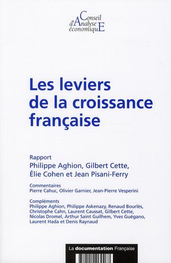 Couverture du livre « Les leviers de la croissance française » de  aux éditions Documentation Francaise