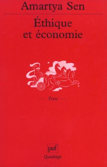 Couverture du livre « Ethique et economie » de Amartya Sen aux éditions Puf