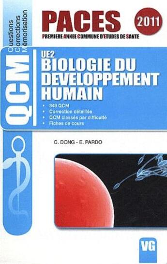 Couverture du livre « Qcm paces biologie du developpement humain » de Dong aux éditions Vernazobres Grego