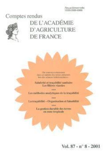 Couverture du livre « Salubrite et tracabilite sanitaire. les filieres viandes. les methodes analylitiques de la tracabili » de  aux éditions Lavoisier Diff