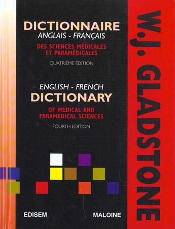 Couverture du livre « Dictionnaire anglais francais des sciences medicales et paramedicales » de W-J Gladqtone aux éditions Maloine