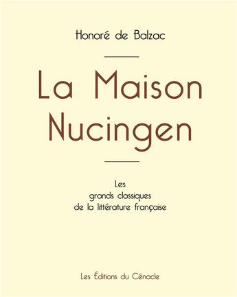 Couverture du livre « La Maison Nucingen de Balzac » de Honoré De Balzac aux éditions Editions Du Cenacle