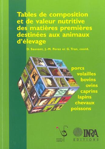 Couverture du livre « Tables De Composition Et De Valeur Nutritive Des Matieres Premieres Destinees Aux Animaux D'Elevage » de D Sauvant et J-M Perez et G Tran aux éditions Inra