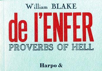 Couverture du livre « Proverbes de l'enfer » de William Blake aux éditions Harpo & Editions