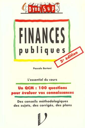 Couverture du livre « Finance Publique » de Pascale Bertoni aux éditions Vuibert