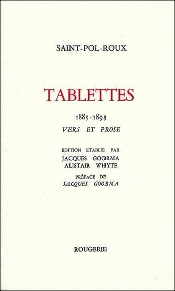 Couverture du livre « Tablettes » de Saint-Pol-Roux aux éditions Rougerie