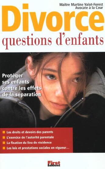 Couverture du livre « Divorce ; Questions D'Enfants » de Martine Valot-Forest aux éditions First