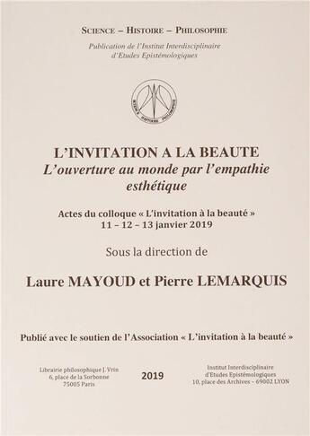 Couverture du livre « L'iInvitation à la beauté ; l'ouverture au monde par l'empathie esthétique » de  aux éditions Vrin