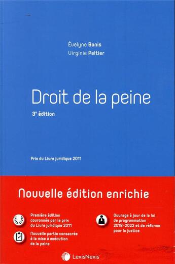 Couverture du livre « Droit de la peine (3e édition) » de Virginie Peltier et Evelyne Bonis aux éditions Lexisnexis