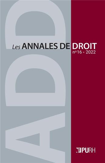 Couverture du livre « Les Les Annales de droit, n° 16/2022 » de Perrine Dumas aux éditions Pu De Rouen