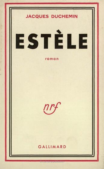 Couverture du livre « Estele » de Duchemin Jacques aux éditions Gallimard