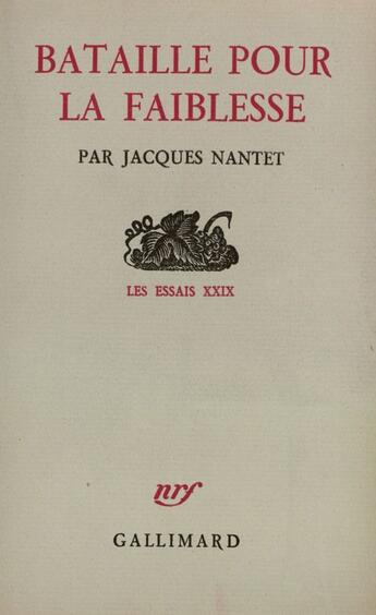 Couverture du livre « Bataille Pour La Faible » de Nantet J aux éditions Gallimard