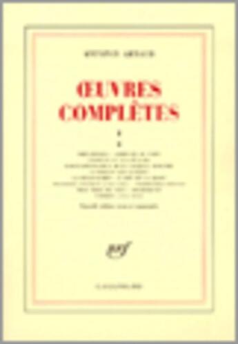 Couverture du livre « Oeuvres Completes » de Antonin Artaud aux éditions Gallimard