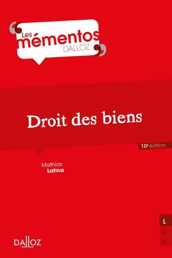 Couverture du livre « Droit des biens (10e édition) » de Mathias Latina et Courbe/Patrick aux éditions Dalloz