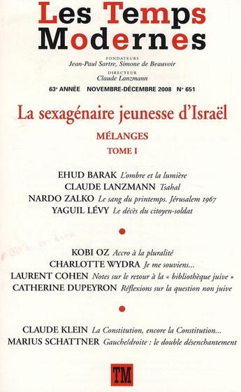 Couverture du livre « La sexagénaire jeunesse d'Israël t.1 » de  aux éditions Gallimard