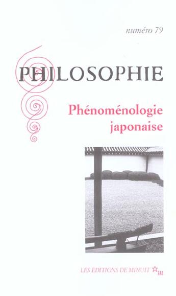 Couverture du livre « Phenomenologie japonaise » de  aux éditions Minuit