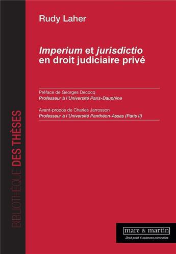 Couverture du livre « Imperium et jurisdictio en droit judiciaire privé » de Rudy Laher aux éditions Mare & Martin