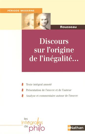 Couverture du livre « Int phil 17 discours inegalite » de Rousseau/Deprun aux éditions Nathan