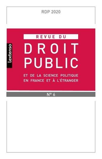 Couverture du livre « Revue du droit public et de la science politique en france et a l'etranger n 6-2020 » de  aux éditions Lgdj