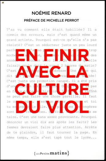 Couverture du livre « En finir avec la culture du viol » de Noemie Renard aux éditions Les Petits Matins