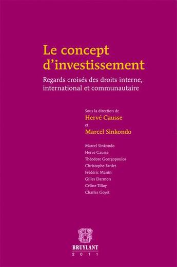 Couverture du livre « Le concept d'investissement ; regards croisés des droits interne, international et communautaire » de Herve Causse aux éditions Bruylant