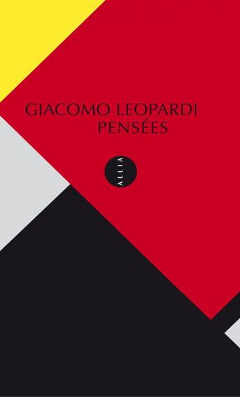 Couverture du livre « Pensées » de Giacomo Leopardi aux éditions Editions Allia