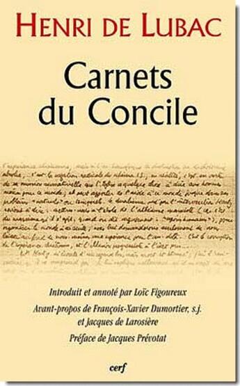 Couverture du livre « Coffret carnets du concile Tome 1 et Tome 2 » de Henri De Lubac aux éditions Cerf