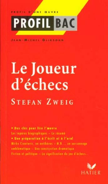 Couverture du livre « Le joueur d'échecs, de Stephan Zweig » de Gliksohn aux éditions Hatier