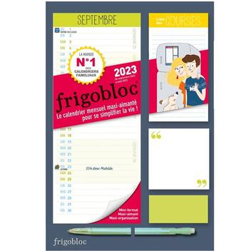 Couverture du livre « Mini frigobloc mensuel 2023 - calendrier d'organisation familiale / mois (de sept. 2022 a aout 2023) » de  aux éditions Play Bac