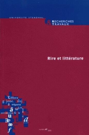 Couverture du livre « Rire et littérature ; mélanges en l'honneur de Jean Serroy » de  aux éditions Uga Éditions