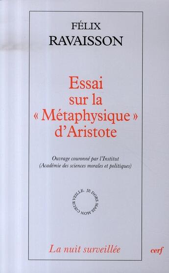 Couverture du livre « Essai sur la métaphysique d'aristote » de Ravaisson aux éditions Cerf