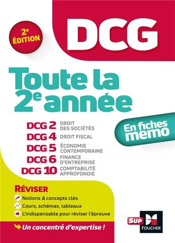 Couverture du livre « DCG ; toute la 2e année du DCG 2, 4, 5, 6, 10 ; en fiches mémo (2e édition) » de  aux éditions Foucher