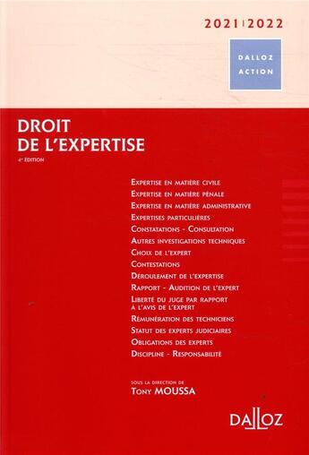 Couverture du livre « Droit de l'expertise (édition 2020/2021) » de Tony Moussa et Collectif aux éditions Dalloz