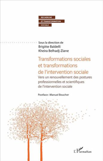 Couverture du livre « Transformations sociales et transformations de l'intervention sociale ; vers un renouvellement des postures professionnelles et scientifiques de l'intervention sociale » de Brigitte Baldelli et Kheira Belhadj-Ziane aux éditions L'harmattan