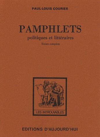 Couverture du livre « Pamphlets » de Paul-Louis Courier aux éditions L'harmattan