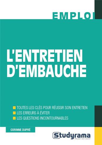 Couverture du livre « L'entretien d'embauche » de Corinne Dupre aux éditions Studyrama