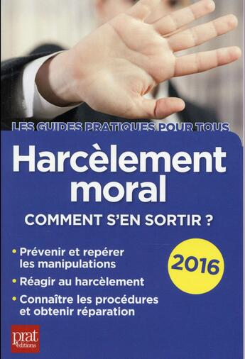 Couverture du livre « Harcèlement moral 2016 » de Gava Marie-Jose aux éditions Prat