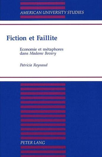 Couverture du livre « Fiction et faillite » de Reynaud Patricia aux éditions Peter Lang