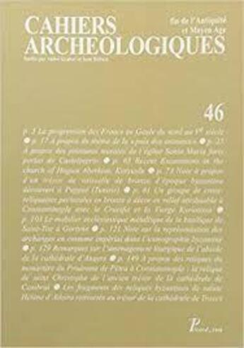 Couverture du livre « Cahiers Archéologiques n.46 » de Cahiers Archeologiques aux éditions Picard