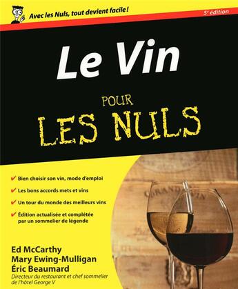 Couverture du livre « Le vin 5e pour les nuls » de Beaumard/Mccarthy aux éditions First