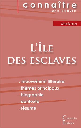 Couverture du livre « Fiche de lecture, l'île des esclaves, de Marivaux ; analyse littéraire de référence et résumé complet » de  aux éditions Editions Du Cenacle