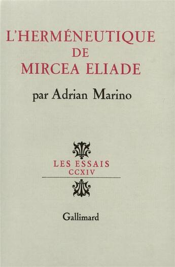 Couverture du livre « L'hermeneutique de mircea eliade » de Marino Adrian aux éditions Gallimard