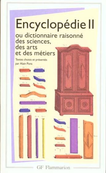 Couverture du livre « Encyclopédie Tome 2 » de Denis Diderot aux éditions Flammarion