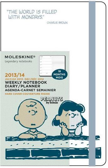 Couverture du livre « Agenda 18 mois Peanuts 2013-2014 semainier carnet grand format ; couverture blanc gravée rigide » de Moleskine aux éditions Moleskine Papet