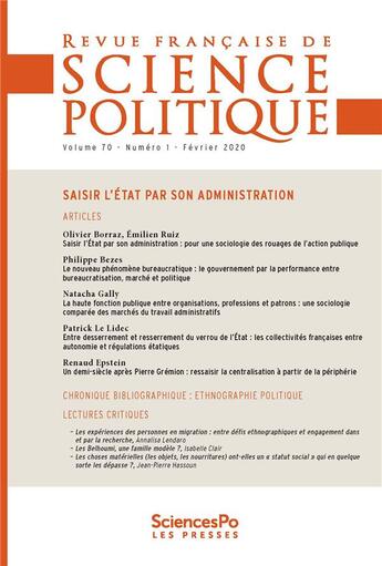 Couverture du livre « Revue francaise de science politique t70-1 » de  aux éditions Presses De Sciences Po