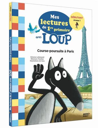 Couverture du livre « Mes lectures de 1re primaire avec loup - mes lectures de 1re primaire avec loup - course-poursuite a » de Lallemand/Sess aux éditions Auzou