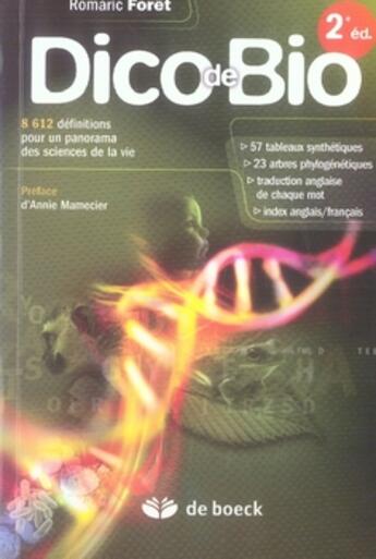 Couverture du livre « DICO DE BIO » de Romaric Forêt aux éditions De Boeck Superieur